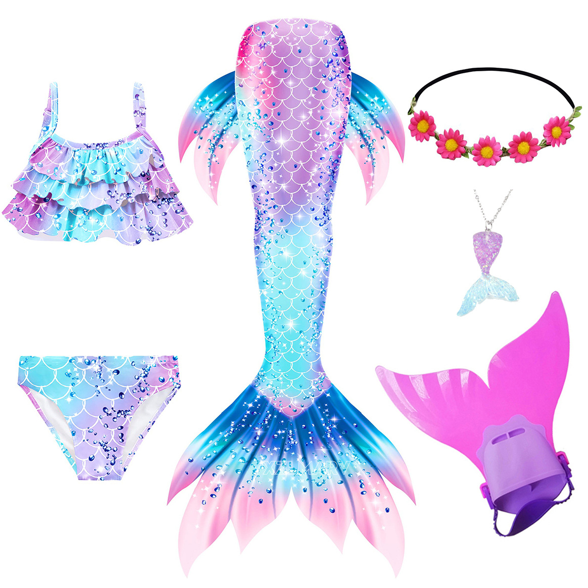 6 Buah/Set Kostum Putri Duyung - Swim Fins ulasan dan harga