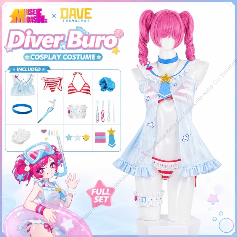 Kostum Cosplay Diver Buro Muse - Snorkel Set ulasan dan harga